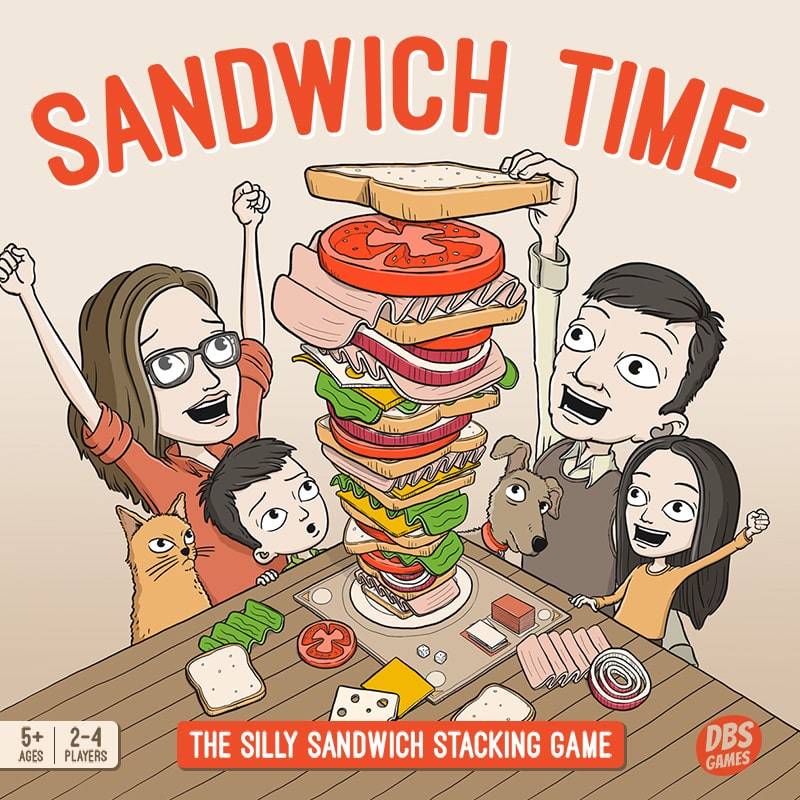 Mockup of artwork for a sandwich stacking board game.