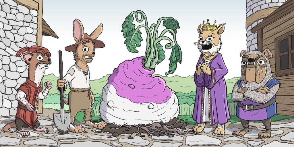 Illustration of the main characters from my comic "Roland's Turnip Experience"