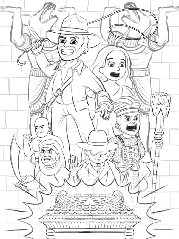 Tight sketch for "Raiders of the Lost Ark" poster in my style.