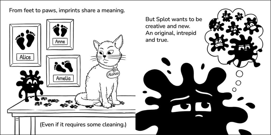 "Splot the Blot" pages 14-15 spread